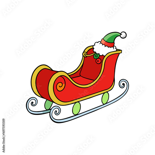 Sleigh of santa claus sled christmas transport christmas sledge in flat style 
