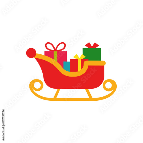 Santa christmas sledge with gift boxes