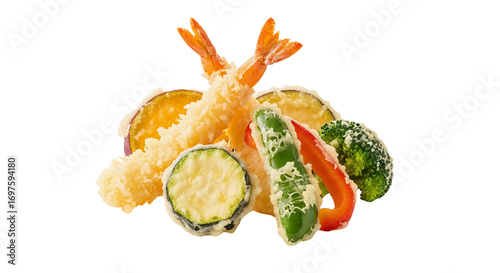 Japanese tempura assortment isolated on transparent background