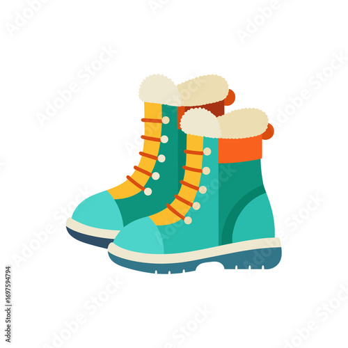 winter boots on white background