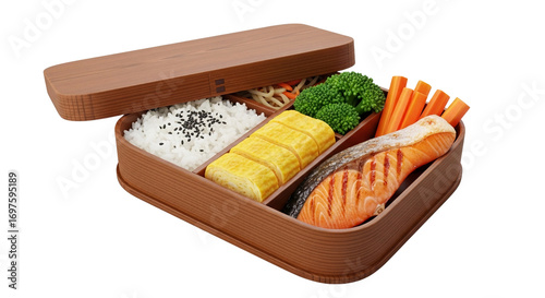 Traditional japanese bento meal isolated on transparent background