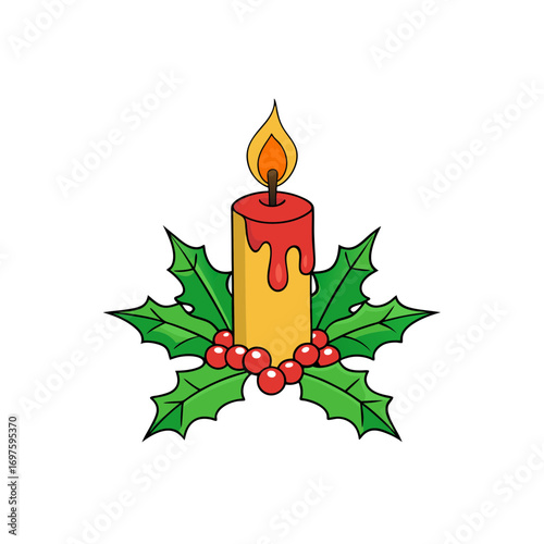 Christmas candle vector illustration