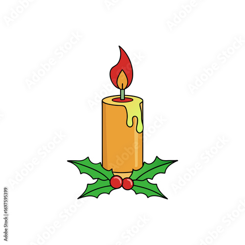 Christmas candle vector illustration