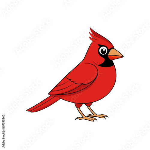 Cute red bird animal cartoon sticker vector
