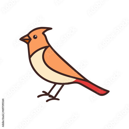 Cute red bird animal cartoon sticker vector