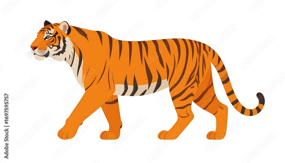 Obraz premium Cartoon tiger profile, side view