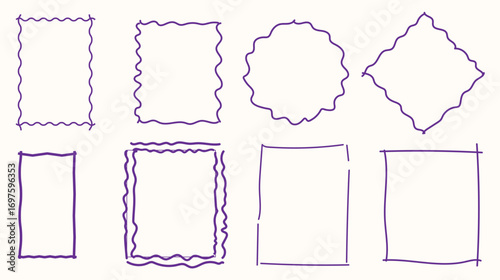Hand drawn ink vintage frames in marine sea coastal style. Stamp or letter mark frames for greeting cards, wedding, birthday party, invitations. Minimalist coquette vector borders. Sketch art line
