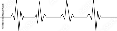 Heartbeat line vector illustration, electrocardiogram medical monitor symbol, cardiology pulse graph, heart health care design, isolated ECG waveform icon