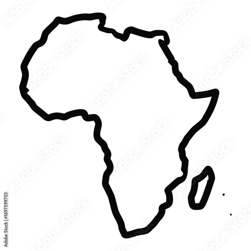 Simple outline map of africa hand drawn line art continental shape continent geography icon vector