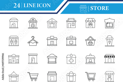 Modern Store Outline Icon Vector