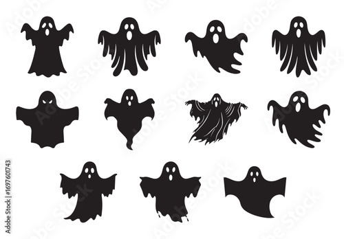 Ghost silhouette set illustration. Vector flat art for Halloween. vector illustration eps file