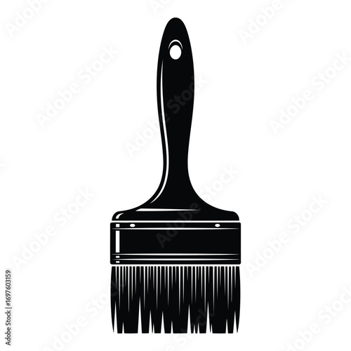 Black paint brush for home improvement and artistic creations isolated on vector