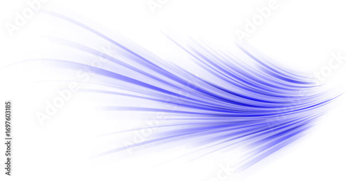Abstract electric blue energy burst radiating outwards with glowing ethereal wisps isolated on white background