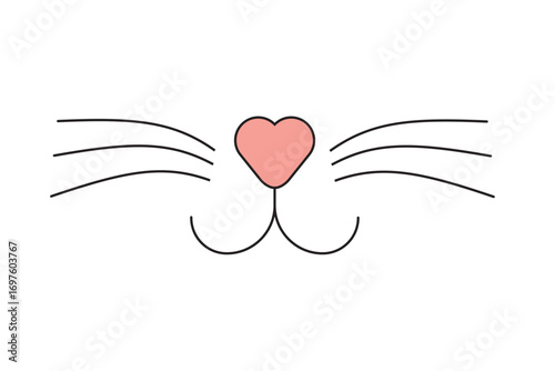 Vector flat cat nose isolated on white background