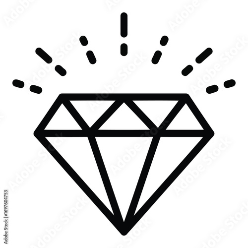 Shimmering diamond icon sparkle gemstone luxury brilliance jewelry precious stone symbol vector