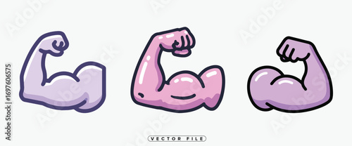 flexing muscles cartoon style art illustration
