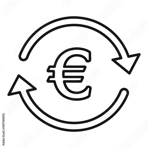Euro symbol recycling arrows circular motion finance business exchange currency symbol vector