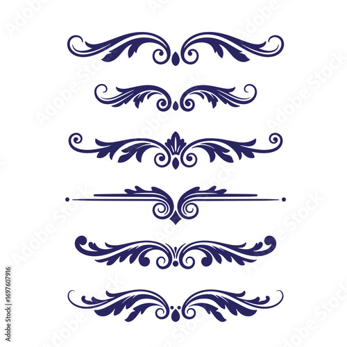 Elegant vector set of decorative floral design elements for vintage and classic styling