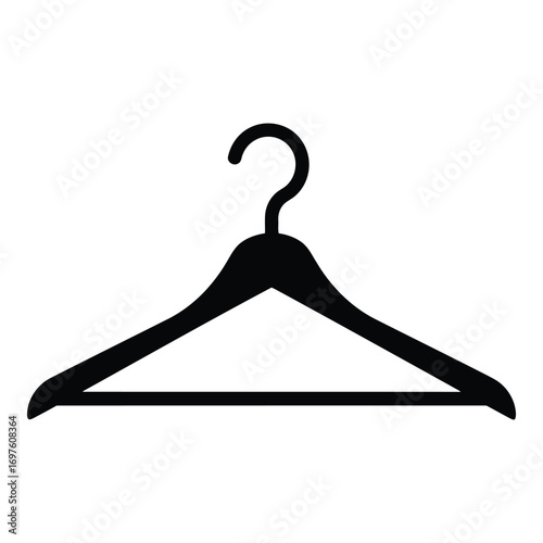 Black hanger icon isolated on white for clothing storage and organization vector