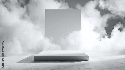 Abstract Platform and Rectangular Shape in Smoke