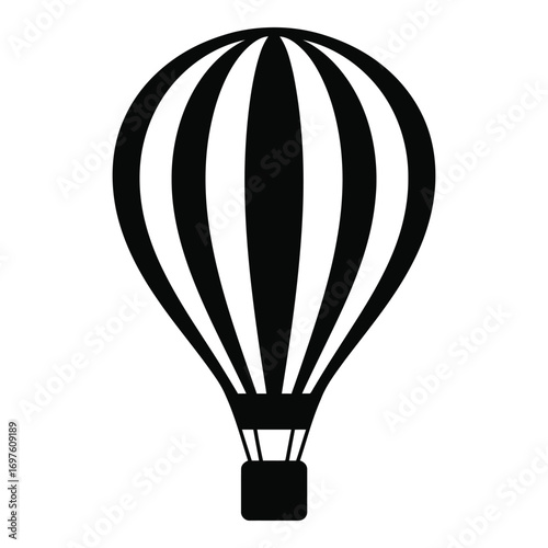 Classic hot air balloon silhouette with vertical stripes for adventure and travel vector