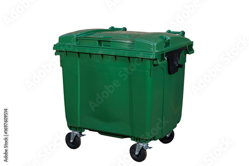 Large Green Outdoor Waste Bin on Wheels