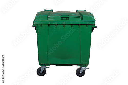 Large Green Outdoor Waste Bin on Wheels