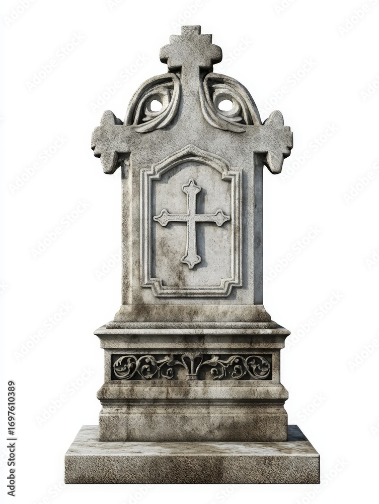 Obraz premium a tombstone - front view isolated on white background