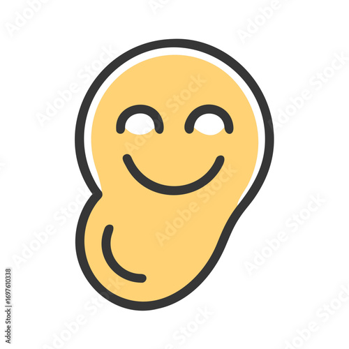 Smiling Peanut Emoji Icon – Fun Cartoon Nut Face Vector  