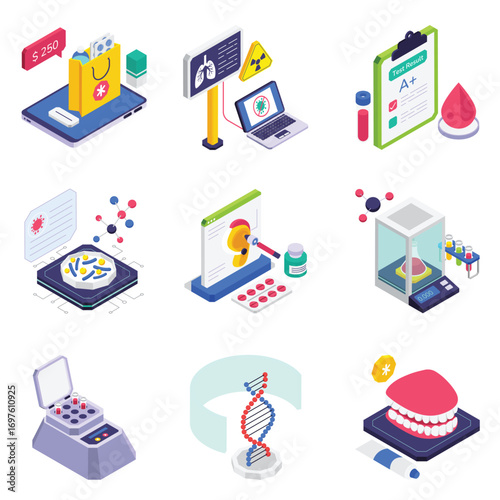 Medical Care isometric vector illustration set 5