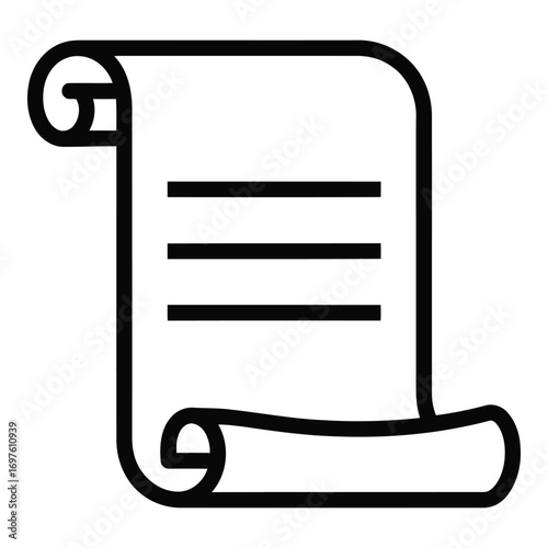 Ancient scroll document with horizontal lines representing text and historical records vector
