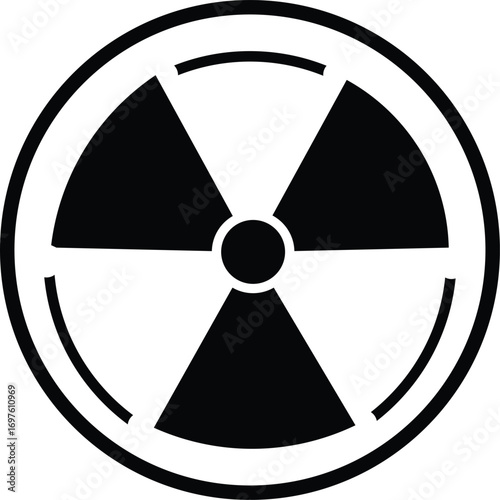 Three radiation hazard symbols showing different styles. nuclear Radiation chemical biological icon set, Toxic sign, Biohazard symbol, Vector illustration
