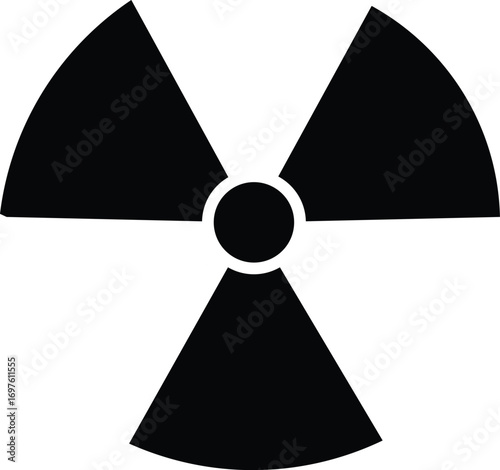 Three radiation hazard symbols showing different styles. nuclear Radiation chemical biological icon set, Toxic sign, Biohazard symbol, Vector illustration
