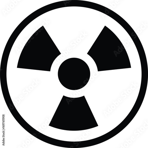 Radiation warning sign icons. Set of radiation hazard signs. Three radiation hazard symbols showing different styles. Vector illustration
