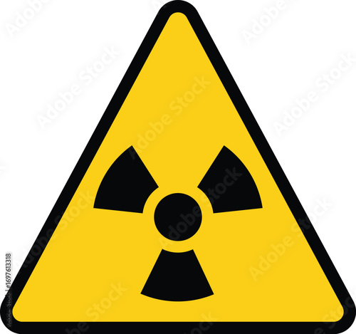 Radiation warning sign icons. Set of radiation hazard signs. Three radiation hazard symbols showing different styles. Vector illustration
