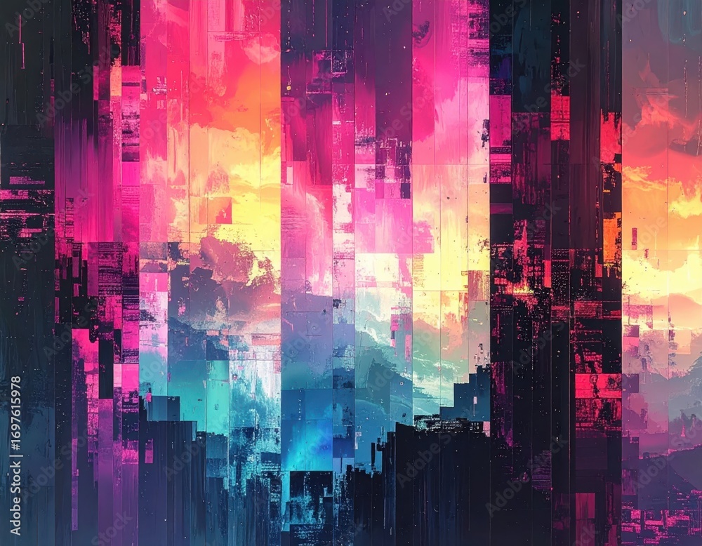 Fototapeta premium Vibrant Abstract Artwork with Bold Colors and Intricate Patterns