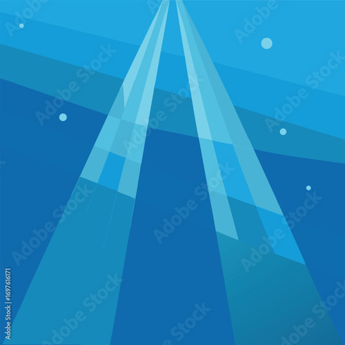 Underwater Light Rays Passing Through Clear Water Vector Design with CMYK and Grayscale Elements