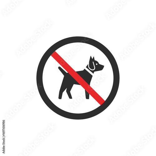 No dogs allowed sign with a red line across a dog silhouette.