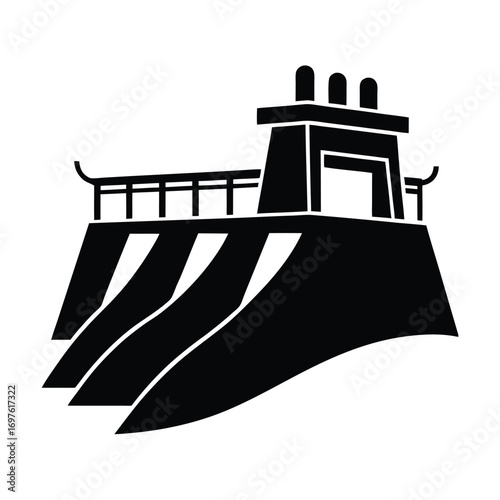 Dam construction site engineering blueprint background