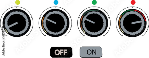 Audio System Control Dashboard for Volume and Tone Management, Vector Illustration. On White background.