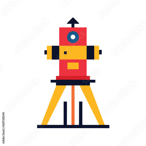 Total station survey equipment on white background