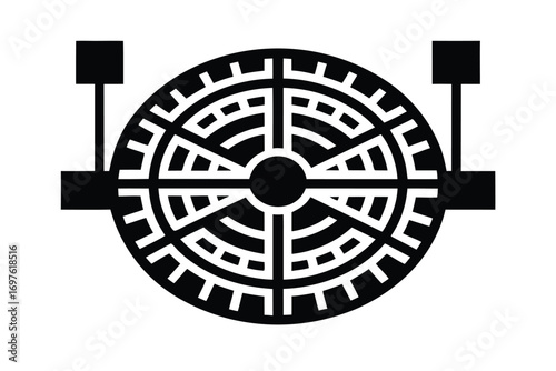 Detailed sewer network design blueprint on white background