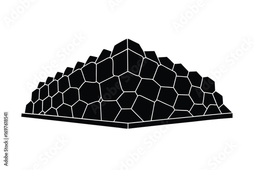 Gabion wall engineering illustration on white background