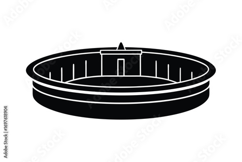 Abstract reservoir design with colorful elements on white background