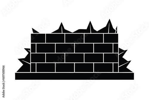 Reinforced earth wall structure on white background