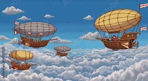Epic Pixel Art Fantasy Scene of Medieval Fortress with Gods and Mythical Elements