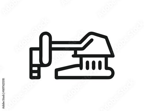 Simple line art icon of a measuring caliper tool for precision measurement
