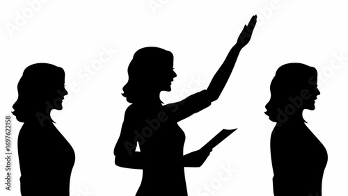 Silhouette of a Teacher Teaching – Vector Illustration