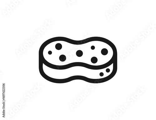 Simple line art icon of a scrub sponge for cleaning tasks and household chores