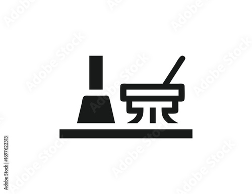 Cleanliness icon simple symbol of broom and dustpan for home cleaning services